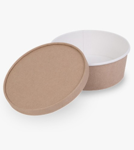 Миска  бумаж OSQ Round Bowl 1300мл крафт/бел d=160/185 (35шт*кор/210кор)кр40566