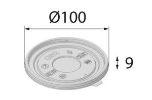 Крышка для миски OSQ Round Bowl PP lid (300,400,500мл)плоская d=100 (30/600 шт/кор)дно39643,40564